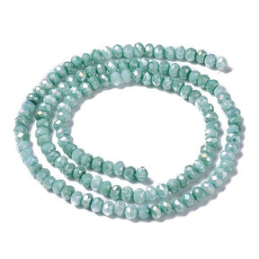 Glasperlen, Türkis/Grün, Rondell, Facettiert, (4x2mm) - Uniq Perler - 1111490277