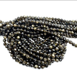 Golden (Gylden) Obsidian Perler – Facetteret Rund (3mm) - Uniq Perler - 118085