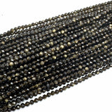 Golden (Gylden) Obsidian Perler – Facetteret Rund (4 mm) - Uniq Perler - 456444