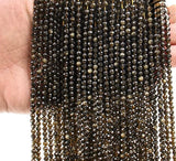 Golden (Gylden) Obsidian Perler – Facetteret Rund (4 mm) - Uniq Perler - 456444