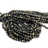 Golden (Gylden) Obsidian Perler – Facetteret Rund (4 mm) - Uniq Perler - 456444