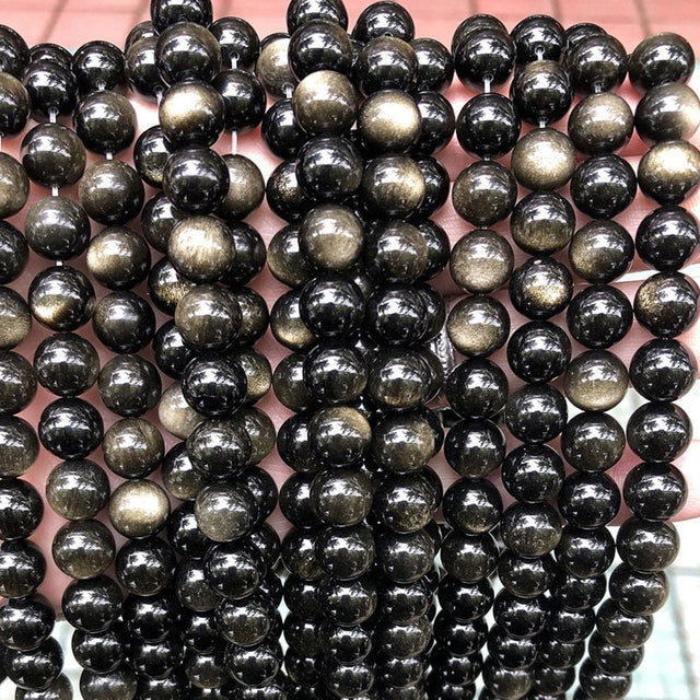 Golden (Gylden) Obsidian Perler – Rund (6mm) - Uniq Perler - 117927