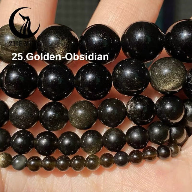 Golden Obsidian Perler – Rund (6mm) - Uniq Perler - 118050