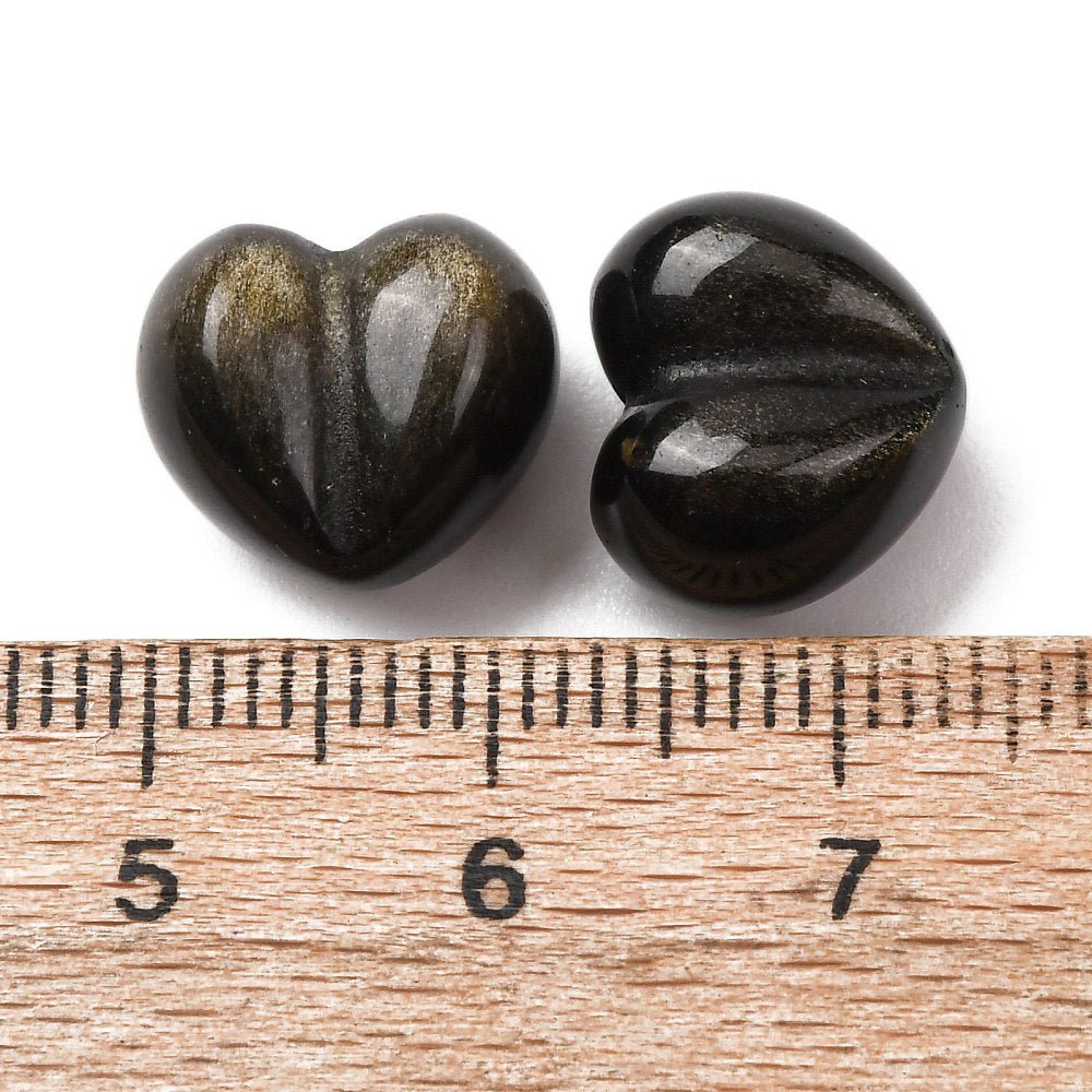 Golden Sheen Obsidian – Hjerte (11x12x8,5mm) 2 stk. - Uniq Perler - 121208