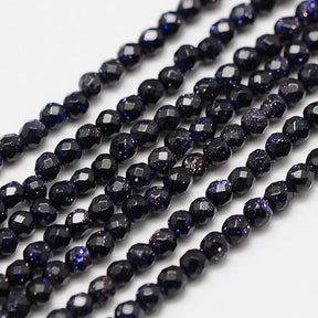 Goldstone – Blue, Faceted (3mm) - Uniq Perler - 12346789