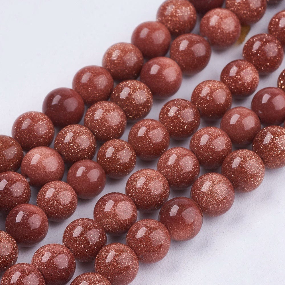 Goldstone – Brun (6mm) - Uniq Perler - 8658421637