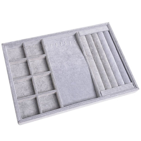 Grå Display Med Rum Til Opbevaring – Halskæde, Ørestikkere Og Fingerringe - Uniq Perler - 111549