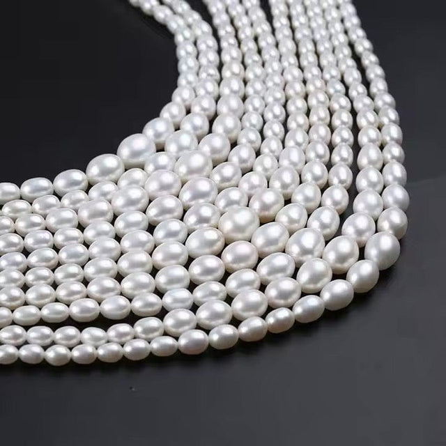 Graduerede Rice Ferskvandsperler - Grade AAA (Hvid, 4 - 9mm) - Uniq Perler - 313168