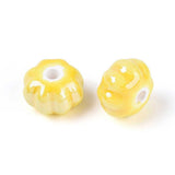 Græskar Porcelænsperler – Gul, Håndlavet (11x11x7mm) 8 stk. - Uniq Perler - 121083