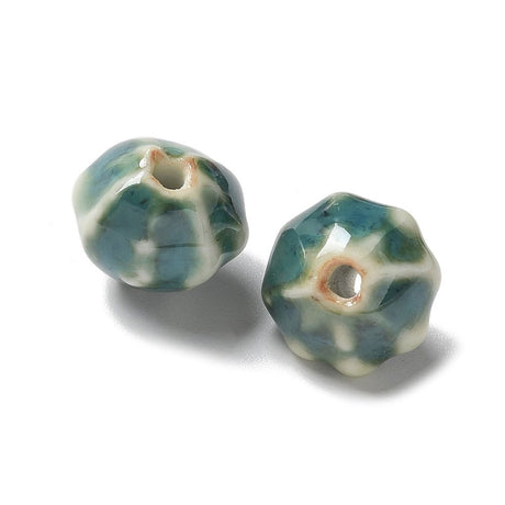 Græskar Porcelænsperler – Vintage, Lys Havgrøn (12~13x10,5~11mm) 4 stk. - Uniq Perler - 122795
