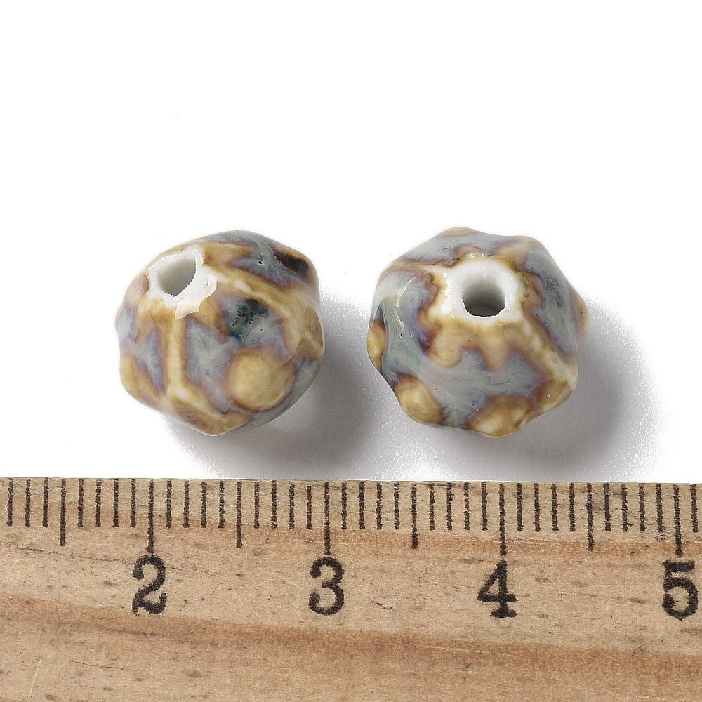 Græskar Porcelænsperler – Vintage, Lysegrå (12~13x10,5~11mm) 4 stk. - Uniq Perler - 122800