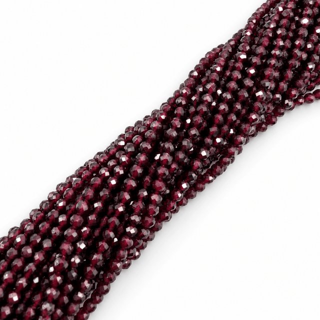 Granat Perler – Facetterede, Grade A (4mm) - Uniq Perler - 125624