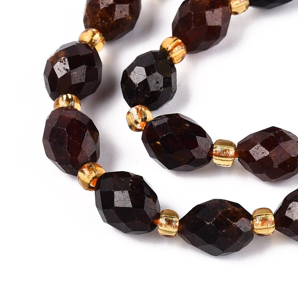 Granat Perler – Facetterede Ovale (8~9mm) - Uniq Perler - 