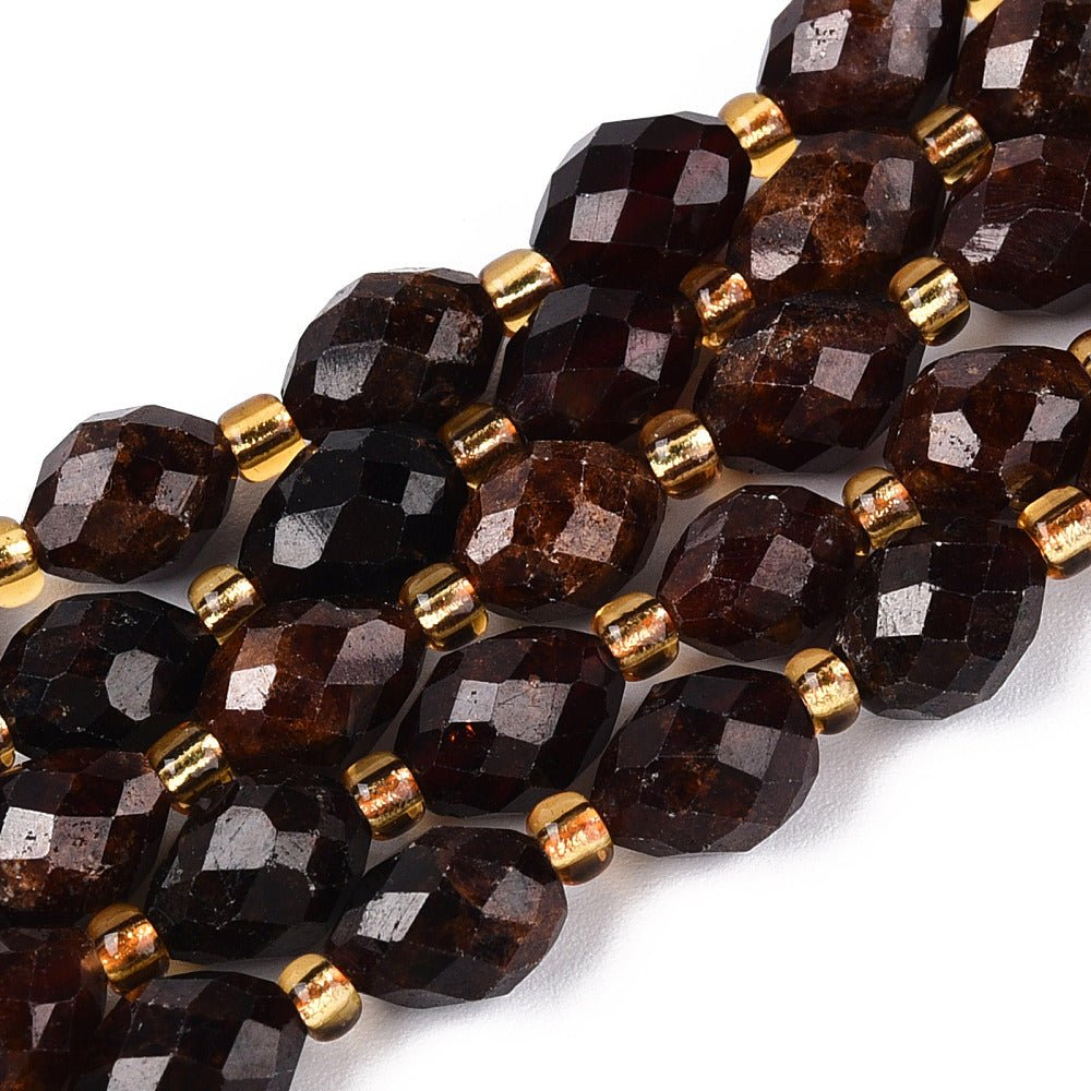 Granat Perler – Facetterede Ovale (8~9mm) - Uniq Perler - 