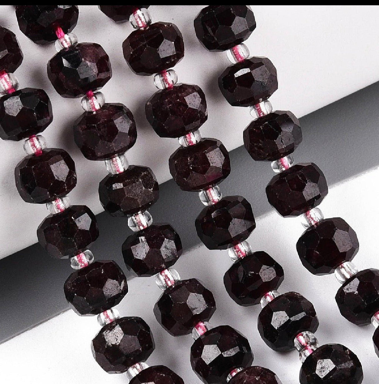 Granat Perler – Facetterede Rondeller (7~8.5mm) - Uniq Perler - 116835