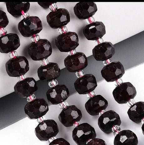 Granat Perler – Facetterede Rondeller (7~8.5mm) - Uniq Perler - 116835