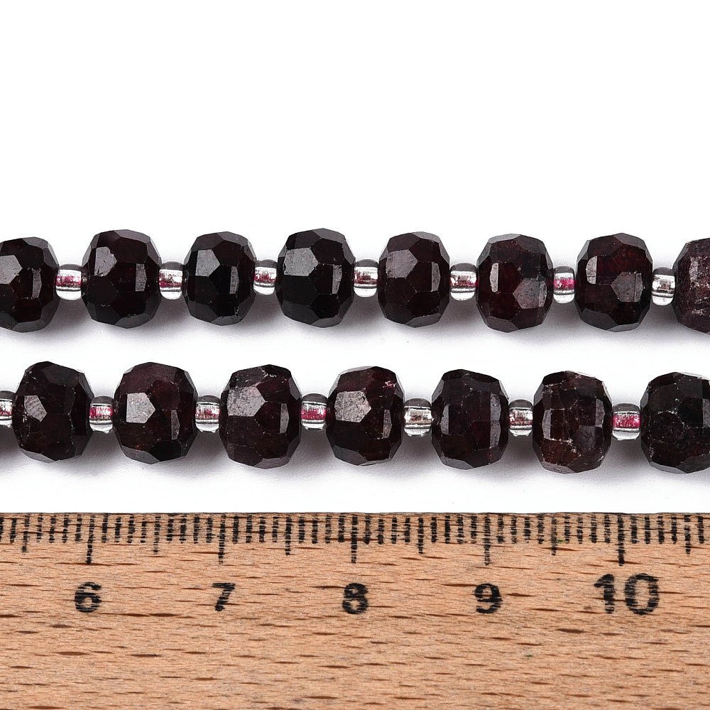 Granat Perler – Facetterede Rondeller (7~8.5mm) - Uniq Perler - 