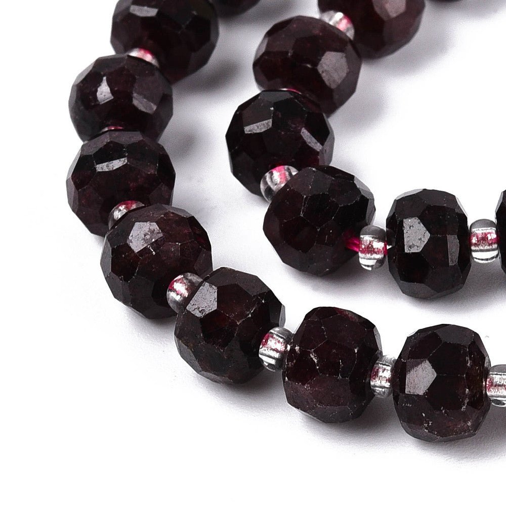 Granat Perler – Facetterede Rondeller (7~8.5mm) - Uniq Perler - 