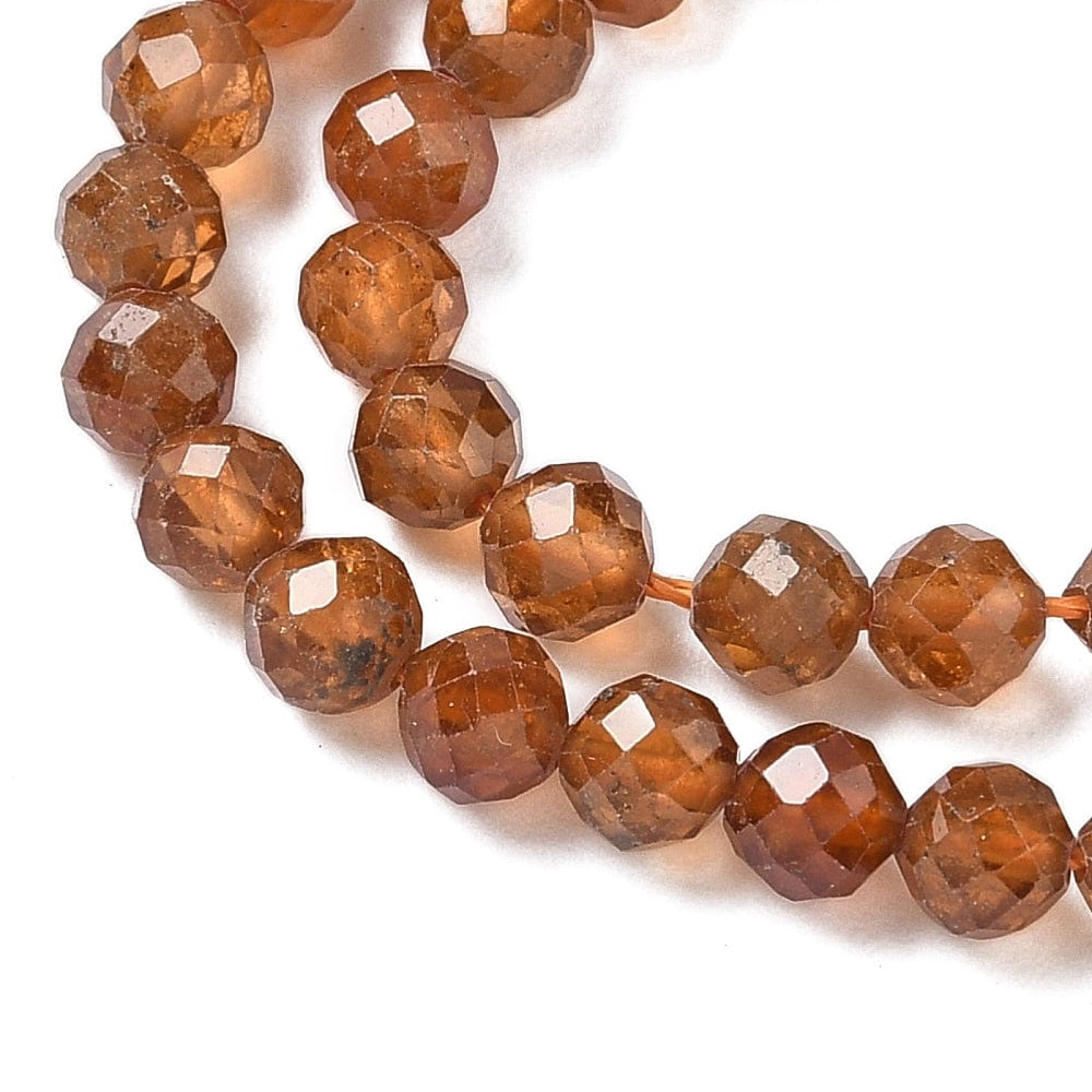 Granat Perler – Facetteret, Rund (4mm) - Uniq Perler - 115446