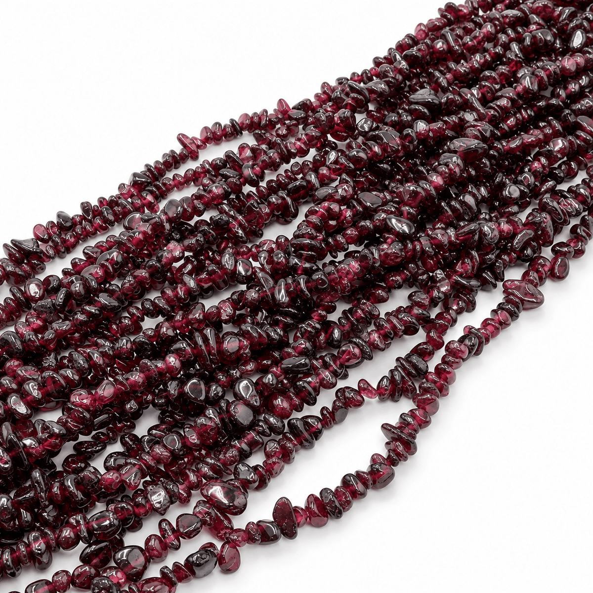 Granat Perler – Rød, Chips (4-8mm), 81cm - Uniq Perler - 126069