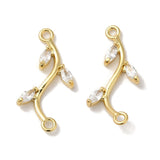 Gren Mellemled Med Kubisk Zirkonia Sten, Forgyldt,(21,5x9x2,8mm), 2 Stk - Uniq Perler - 273622