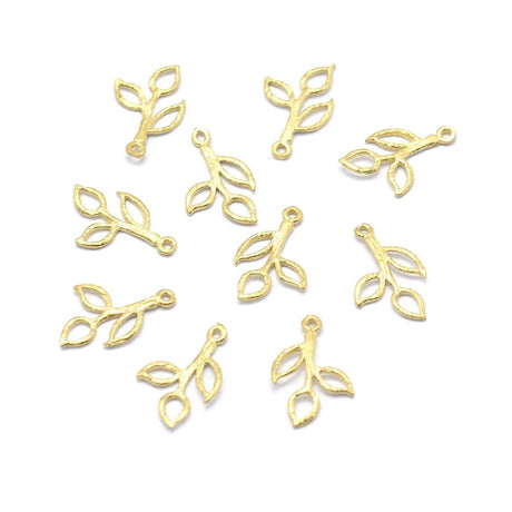 Gren Vedhæng, 18K Forgyldt, 13x8x0,5mm, 10 Stk - Uniq Perler - 111532