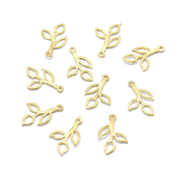 Gren Vedhæng, 18K Forgyldt, 13x8x0,5mm, 10 Stk - Uniq Perler - 111532