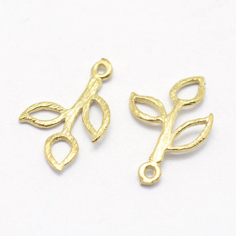 Gren Vedhæng, 18K Forgyldt, 13x8x0,5mm, 10 Stk - Uniq Perler - 111532