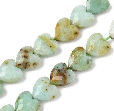 Grøn Opal Hjerter – Facetteret (8mm) - Uniq Perler - 117618