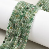 Green Aventurine Faceted Round Beads on String – (3.5mm) - Uniq Perler - 