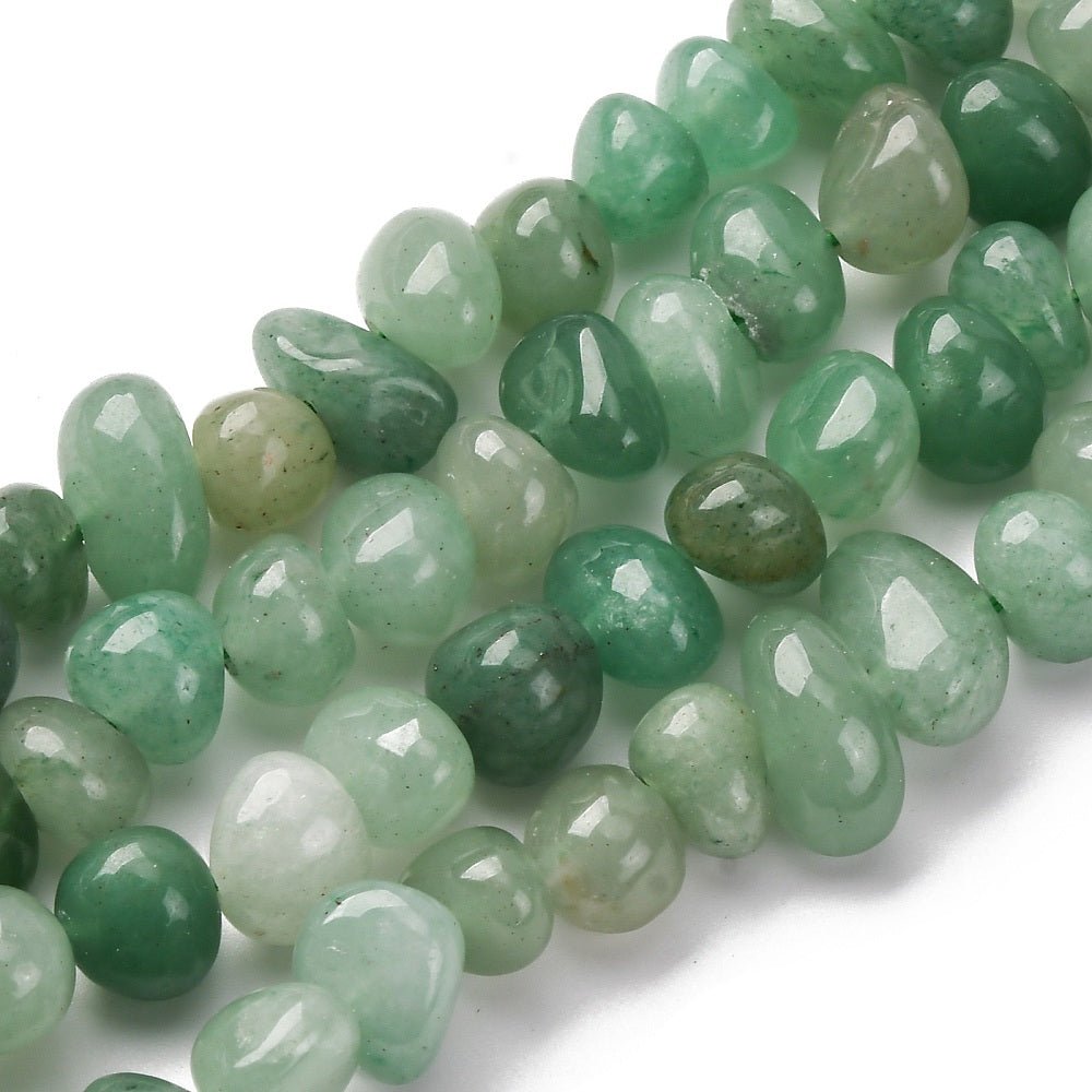 Green Aventurine Nuggets on String – Natural Stone (6 - 12mm) - Uniq Perler - 