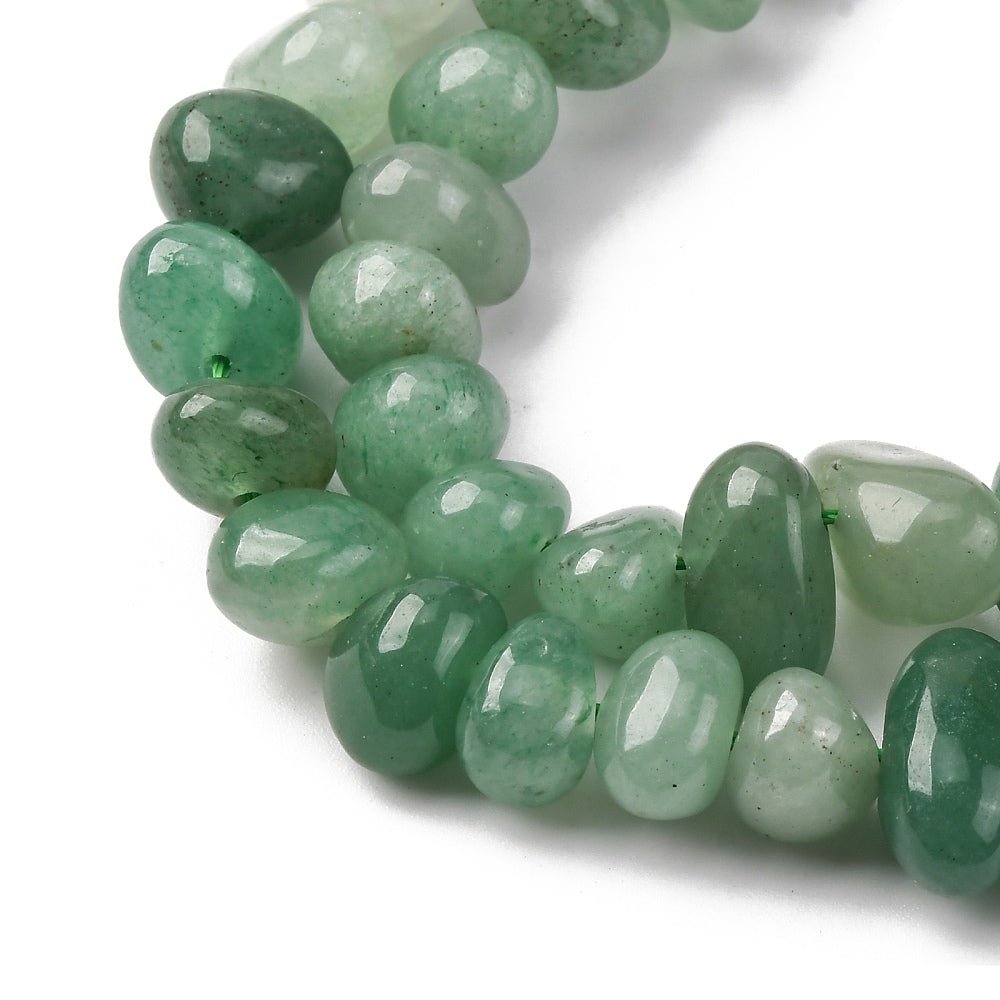 Green Aventurine Nuggets on String – Natural Stone (6 - 12mm) - Uniq Perler - 