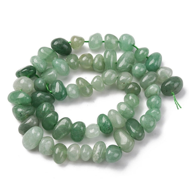 Green Aventurine Nuggets on String – Natural Stone (6 - 12mm) - Uniq Perler - 