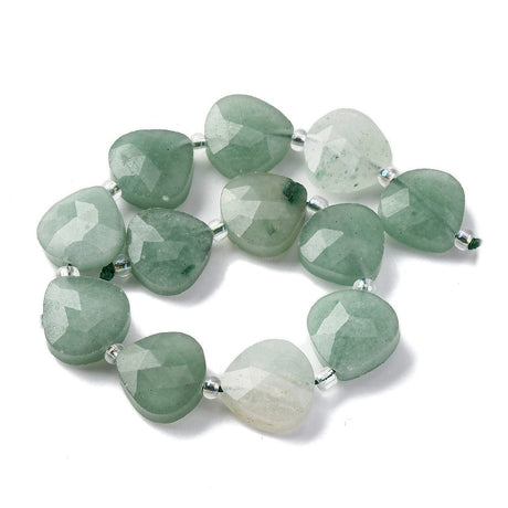 Grøn Aventurin Perler – Facetterede Hjerter (12mm) - Uniq Perler - 115777