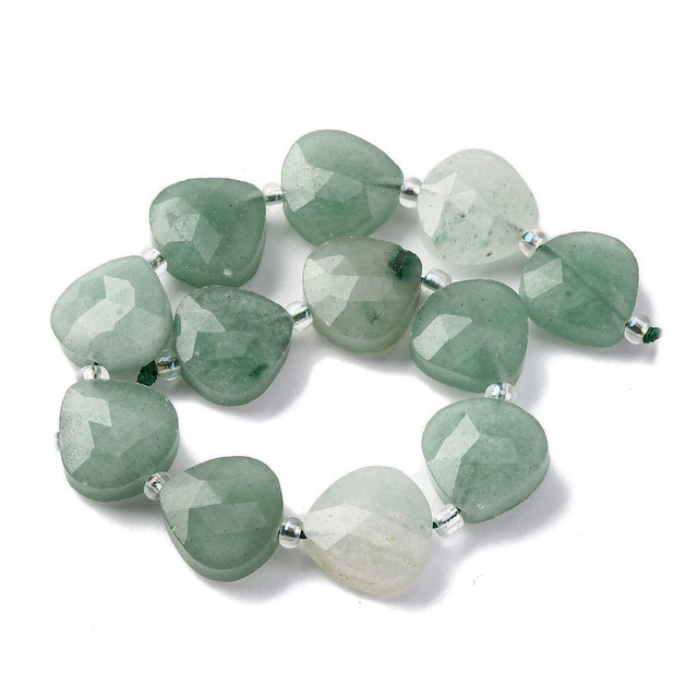 Grøn Aventurin Perler – Facetterede Hjerter (12mm) - Uniq Perler - 115777
