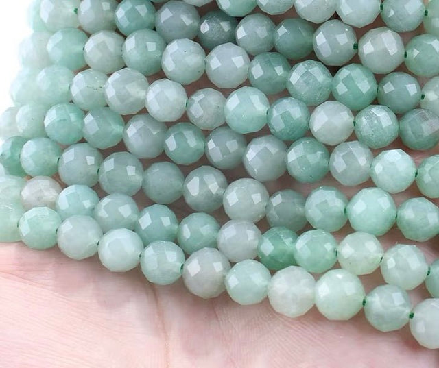 Grøn Aventurin Perler – Facetteret Rund (8mm) - Uniq Perler - 117986