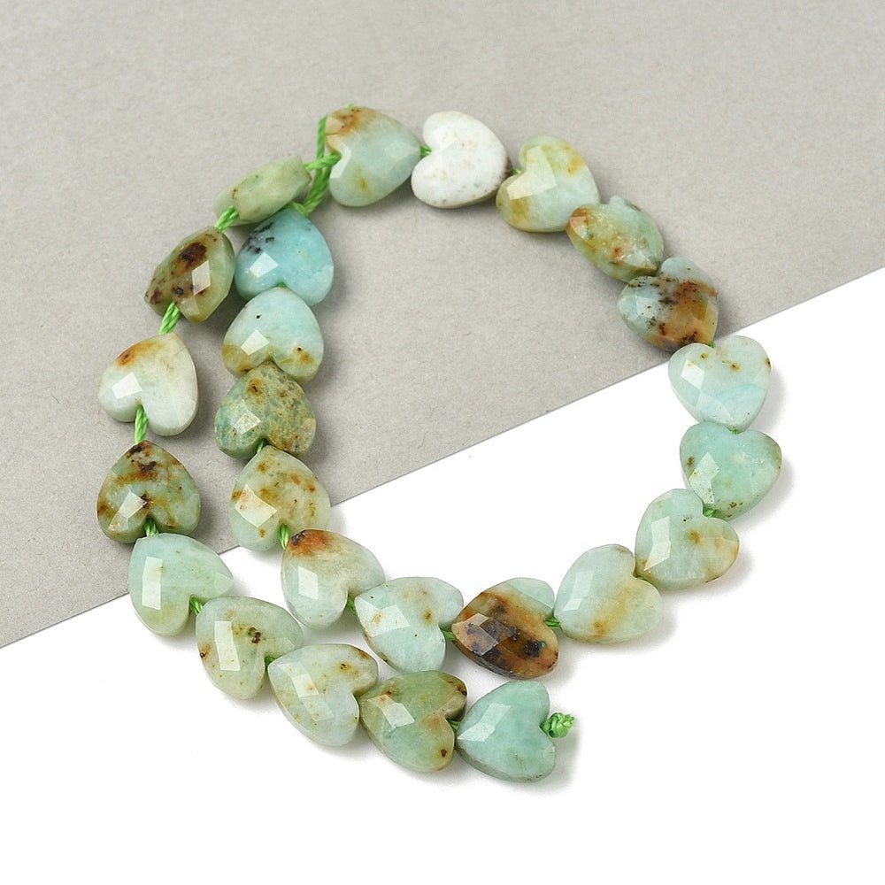 Grøn Opal Hjerter – Facetteret (8mm) - Uniq Perler - 117618