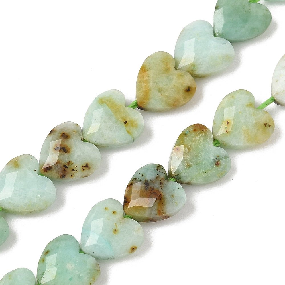 Grøn Opal Hjerter – Facetteret (8mm) - Uniq Perler - 117618