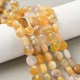 Gul Botswana Agat Perler – Flad Rund (10x5mm) - Uniq Perler - 117519