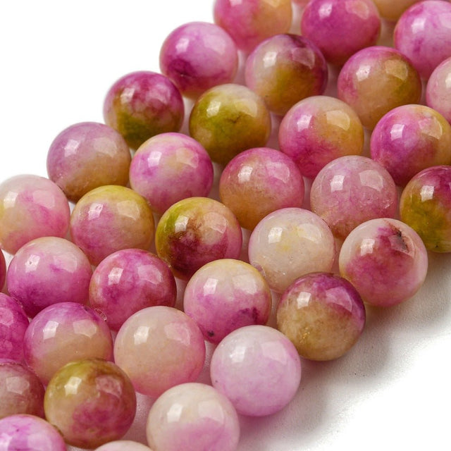Gul Jade Perler – Rosa/Grøn, Runde (8,5mm) - Uniq Perler - 125958