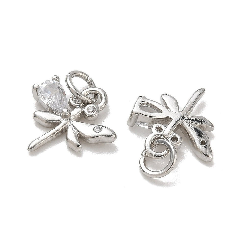 Guldsmed Vedhæng Med Zirkonia – Langtidsholdbar Platinbelagt Messing (12,5x12,5x2,5mm) - Uniq Perler - 125769
