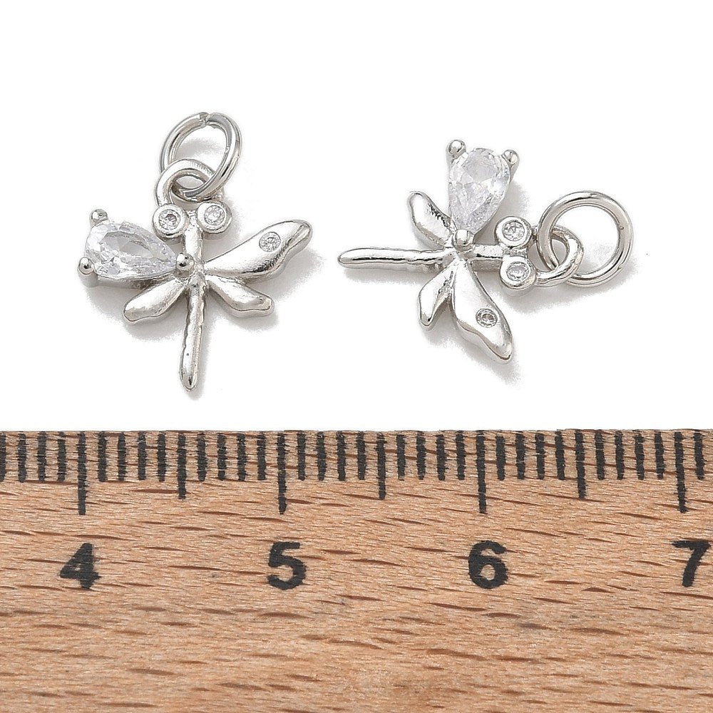Guldsmed Vedhæng Med Zirkonia – Langtidsholdbar Platinbelagt Messing (12,5x12,5x2,5mm) - Uniq Perler - 125769