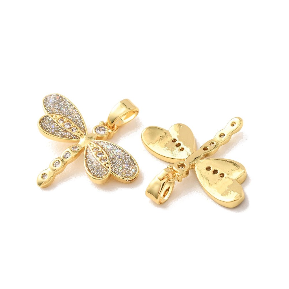 Guldsmed Vedhæng Med Zirkonia Og Emalje – Langtidsholdbar 18K Forgyldt Messing (17,5x22,5mm) - Uniq Perler - 125734