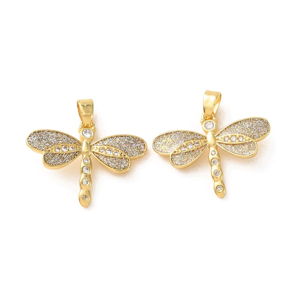 Guldsmed Vedhæng Med Zirkonia Og Emalje – Langtidsholdbar 18K Forgyldt Messing (17,5x22,5mm) - Uniq Perler - 125734