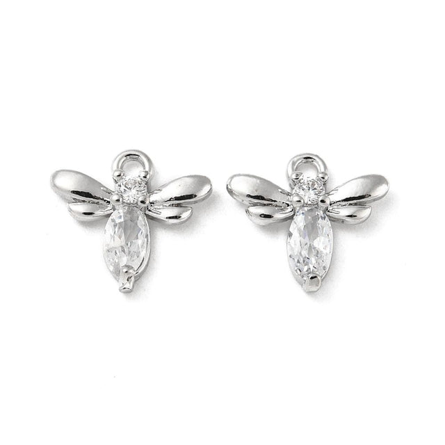 Guldsmed Vedhæng Med Zirkonia, Platinium, 10x11mm - Uniq Perler - 111997