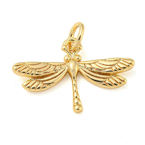 Dragonfly Pendant - 14K Gold-plated (20x13mm) - Uniq Perler - 115449
