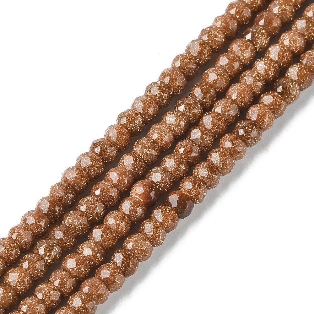 Gylden Goldstone – Facetteret (3x2mm) - Uniq Perler - 0001489786