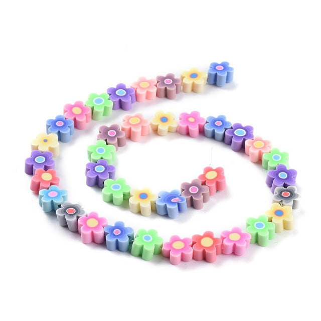 Håndlavede Blomster Polymer Ler Perler – Farve Mix (9,6x4mm) - Uniq Perler - 122312
