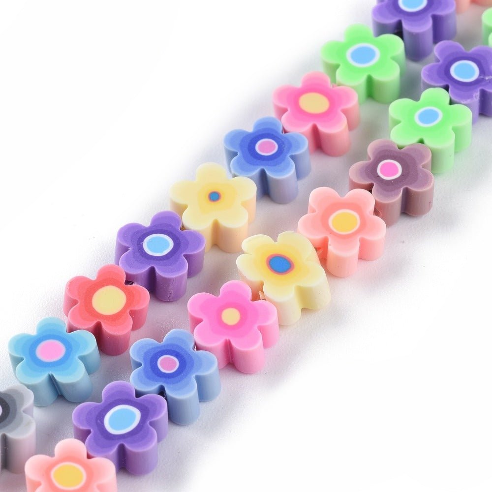Håndlavede Blomster Polymer Ler Perler – Farve Mix (9,6x4mm) - Uniq Perler - 122312
