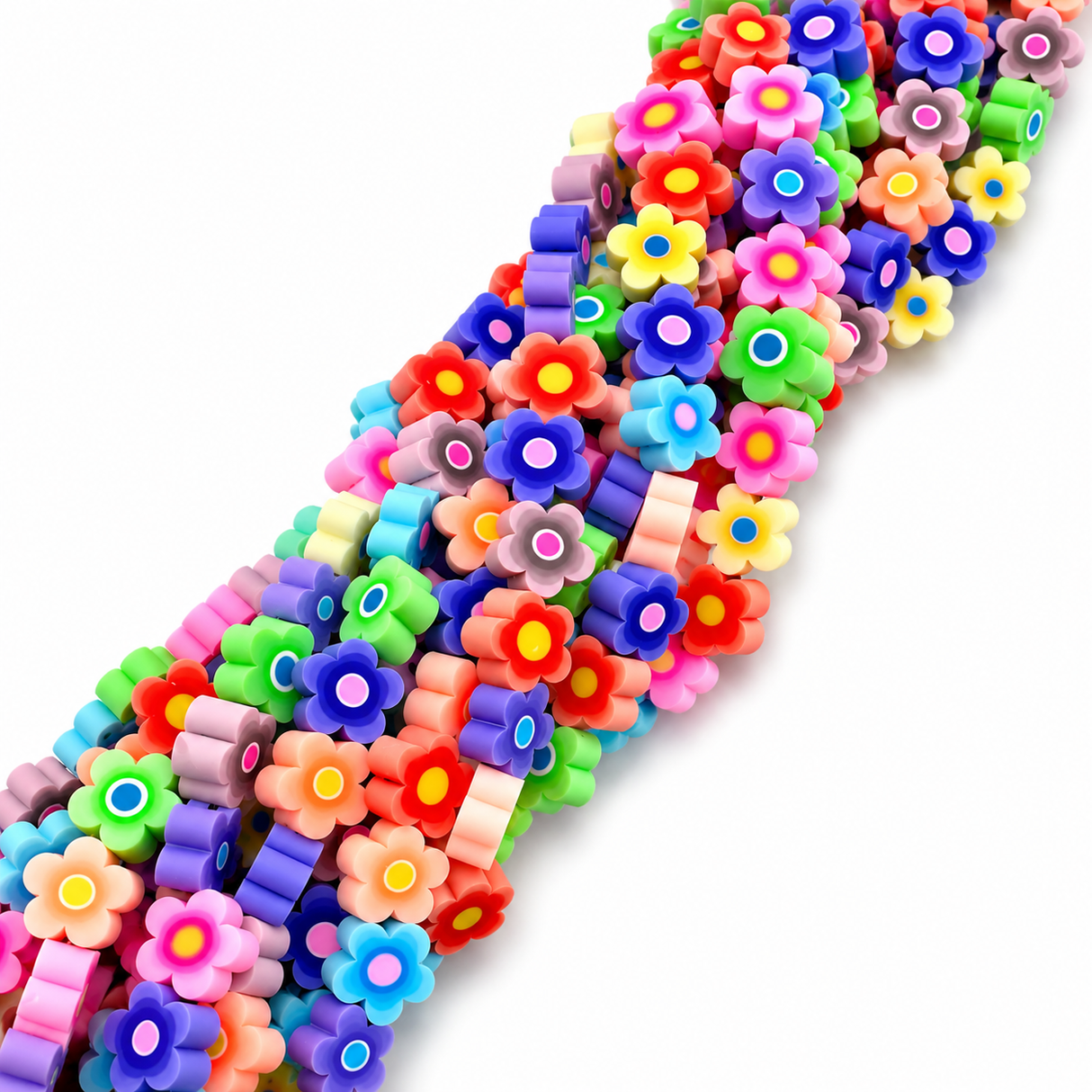 Håndlavede Blomster Polymer Ler Perler – Farve Mix (9,6x4mm) - Uniq Perler - 122312